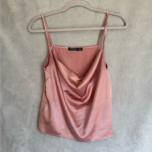 Nasty Gal Tops - Nasty Gal Blush Satin Cowl Neck Camisole